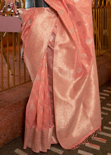 Load image into Gallery viewer, Salmon Pink Handloom Weaving Tussar Silk Saree Clothsvilla