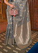 Load image into Gallery viewer, Steel Grey Handloom Weaving Tussar Silk Saree Clothsvilla