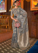 Load image into Gallery viewer, Steel Grey Handloom Weaving Tussar Silk Saree Clothsvilla