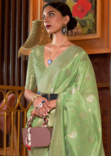 Load image into Gallery viewer, Pastel Green Handloom Weaving Tussar Silk Saree Clothsvilla