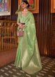 Load image into Gallery viewer, Pastel Green Handloom Weaving Tussar Silk Saree Clothsvilla