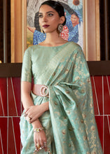 Load image into Gallery viewer, Chinoise Green Woven Tussar Silk Saree Clothsvilla