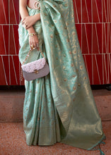 Load image into Gallery viewer, Chinoise Green Woven Tussar Silk Saree Clothsvilla