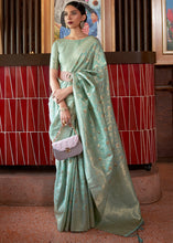 Load image into Gallery viewer, Chinoise Green Woven Tussar Silk Saree Clothsvilla