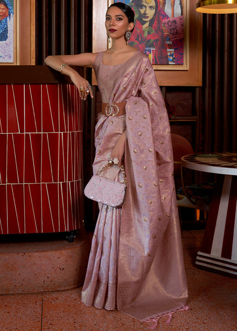 Opera Mauve Purple Woven Tussar Silk Saree Clothsvilla Main image