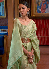 Load image into Gallery viewer, Sage Green Woven Tussar Silk Saree Clothsvilla