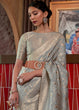 Load image into Gallery viewer, Argent Grey Woven Tussar Silk Saree Clothsvilla
