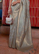 Load image into Gallery viewer, Argent Grey Woven Tussar Silk Saree Clothsvilla
