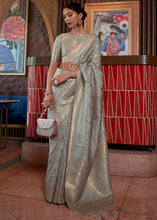 Load image into Gallery viewer, Argent Grey Woven Tussar Silk Saree Clothsvilla