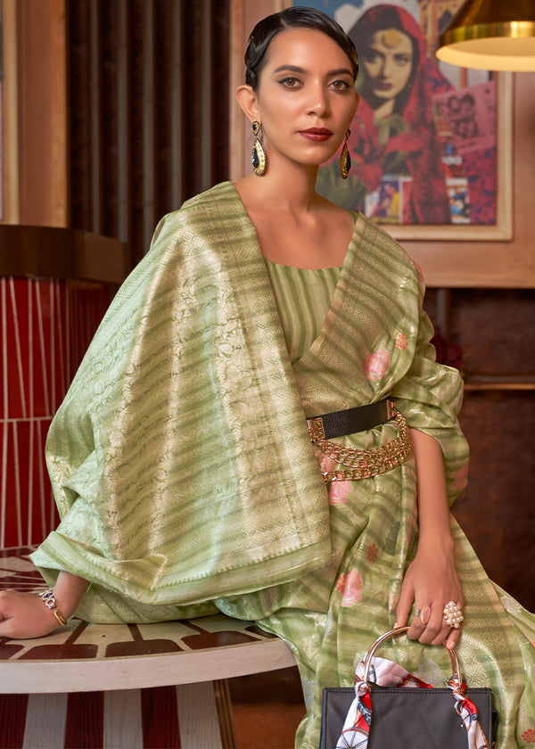 Shades Of Brown Handloom Weaving Linen Silk Saree Clothsvilla