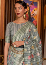 Load image into Gallery viewer, Shades Of Grey Handloom Weaving Linen Silk Saree Clothsvilla