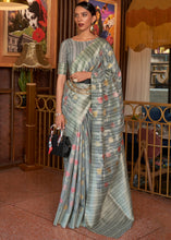 Load image into Gallery viewer, Shades Of Grey Handloom Weaving Linen Silk Saree Clothsvilla