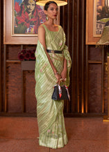 Load image into Gallery viewer, Shades Of Green Handloom Weaving Linen Silk Saree Clothsvilla