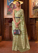 Load image into Gallery viewer, Shades Of Green Handloom Weaving Linen Silk Saree Clothsvilla
