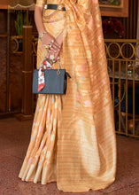 Load image into Gallery viewer, Shades Of Orange Handloom Weaving Linen Silk Saree Clothsvilla