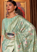 Load image into Gallery viewer, Shades Of Blue Handloom Weaving Linen Silk Saree Clothsvilla