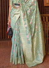 Load image into Gallery viewer, Shades Of Blue Handloom Weaving Linen Silk Saree Clothsvilla