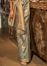 Load image into Gallery viewer, Seal Grey Copper Zari Woven Designer Silk Saree Clothsvilla