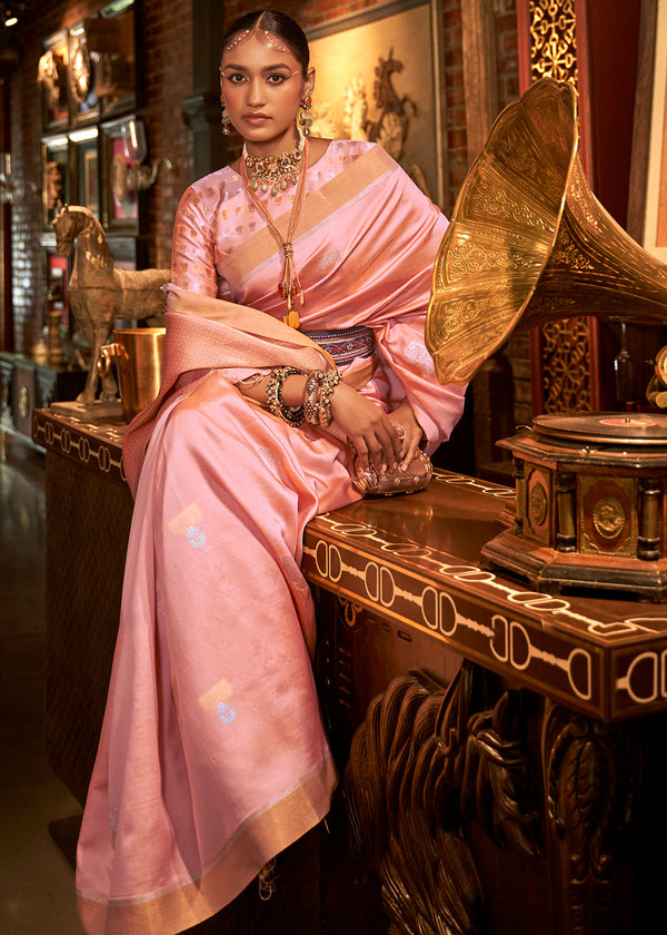 Mauvelous Pink Copper Zari Woven Designer Silk Saree Clothsvilla