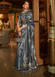 Load image into Gallery viewer, Anchor Grey Zari Woven Satin Silk Saree Clothsvilla