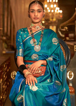 Load image into Gallery viewer, Shades Of Blue Zari Woven Satin Silk Saree Clothsvilla