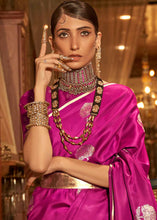 Load image into Gallery viewer, Magenta Pink Zari Woven Satin Silk Saree Clothsvilla