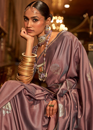 Opera Mauve Purple Zari Woven Satin Silk Saree Clothsvilla