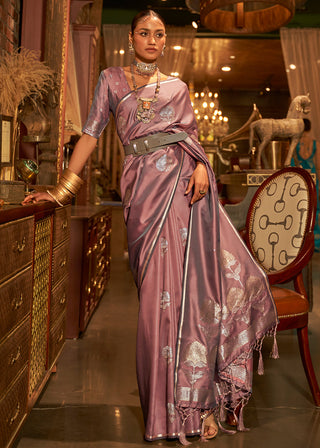 Opera Mauve Purple Zari Woven Satin Silk Saree Clothsvilla