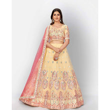 Load image into Gallery viewer, Off White Thread and Foil Mirror Cutwork Lehenga choli ClothsVilla