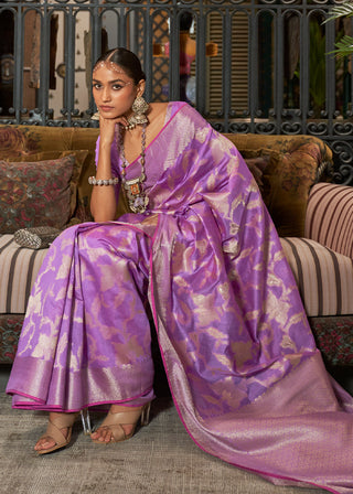 Amethyst Purple Handloom Woven Designer Silk Saree Clothsvilla