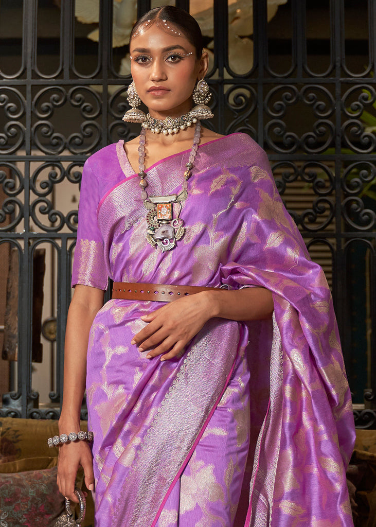 Amethyst Purple Handloom Woven Designer Silk Saree Clothsvilla