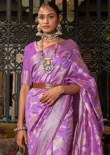 Load image into Gallery viewer, Amethyst Purple Handloom Woven Designer Silk Saree Clothsvilla