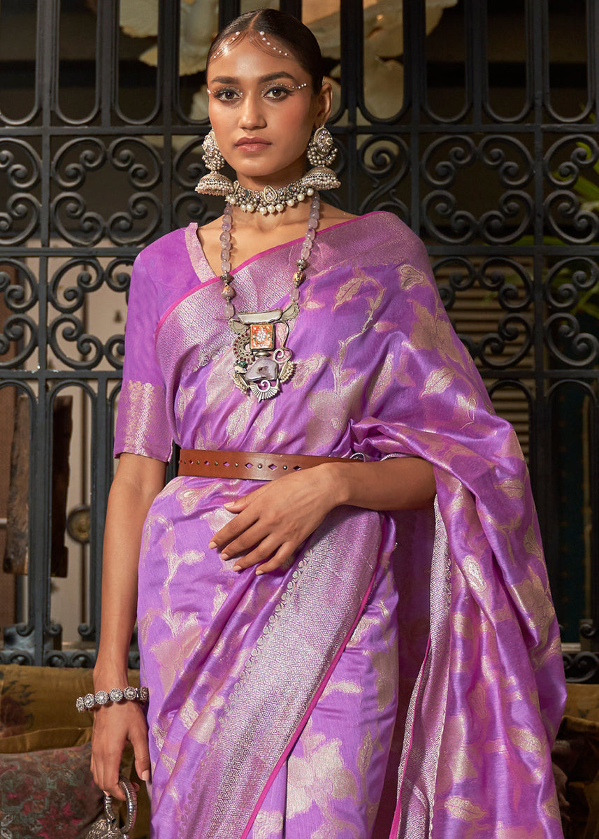 Heather Purple Silk Readymade/Easy Saree