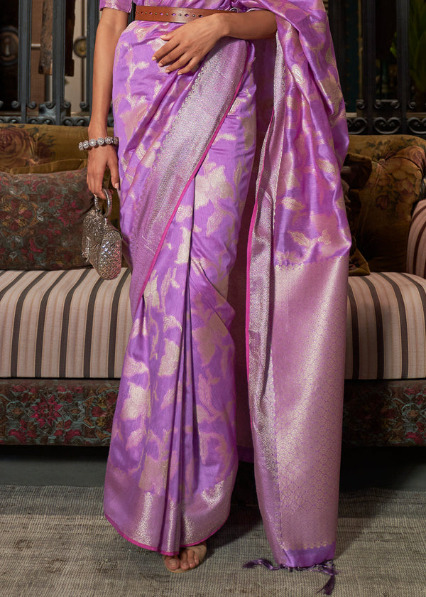 Amethyst Purple Handloom Woven Designer Silk Saree Clothsvilla