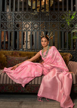 Load image into Gallery viewer, Taffy Pink Handloom Woven Designer Silk Saree Clothsvilla