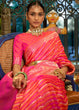 Load image into Gallery viewer, Fiery Rose Pink Zari Woven Satin Silk Saree Clothsvilla