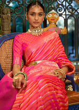 Load image into Gallery viewer, Fiery Rose Pink Zari Woven Satin Silk Saree Clothsvilla