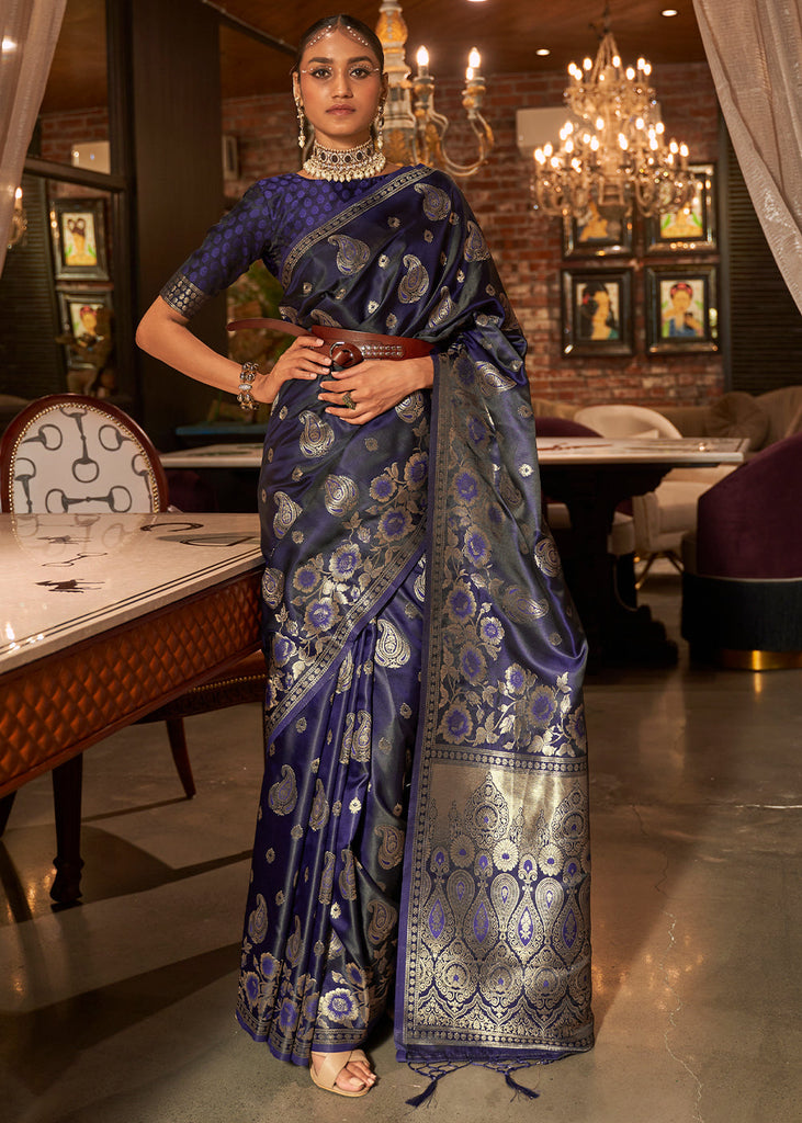 Dabu Indigo Constructed Saree – Godhuli