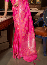 Load image into Gallery viewer, Fuscia Pink Handloom Woven Satin Silk Saree Clothsvilla