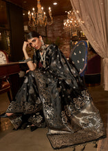 Load image into Gallery viewer, Midnight Black Handloom Woven Satin Silk Saree Clothsvilla