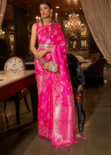Load image into Gallery viewer, Hot Pink Handloom Woven Satin Silk Saree Clothsvilla