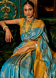 Load image into Gallery viewer, Yellow &amp; Blue Zari Woven Silk Saree with Tassels on Pallu Clothsvilla