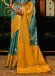 Load image into Gallery viewer, Yellow &amp; Blue Zari Woven Silk Saree with Tassels on Pallu Clothsvilla