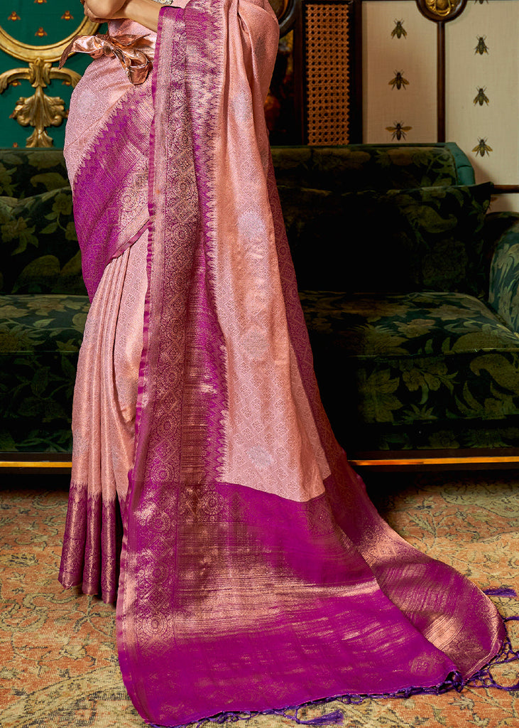 Shades Of Pink Zari Woven Silk Saree with Tassels on Pallu Clothsvilla