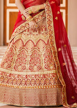 Load image into Gallery viewer, Crimson Red Velvet  Bridal Lehenga Choli with Embroidery &amp; Hand work Clothsvilla