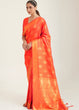 Load image into Gallery viewer, Fire Orange Zari Butta Woven Banasari Silk Saree Clothsvilla