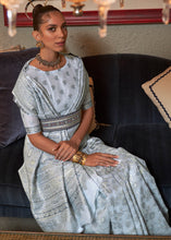 Load image into Gallery viewer, Silver Grey Kashmiri Woven Cotton Silk Saree Clothsvilla