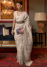 Load image into Gallery viewer, Light Beige Brown Kashmiri Woven Cotton Silk Saree Clothsvilla