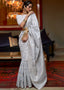 Snow White Kashmiri Woven Cotton Silk Saree Clothsvilla