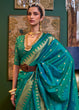 Load image into Gallery viewer, Peacock Blue Handloom Woven Banarasi Silk Saree Clothsvilla